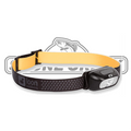 Headlamp with yellow strap on a white background, featuring the brand 'Loon Outdoors'.