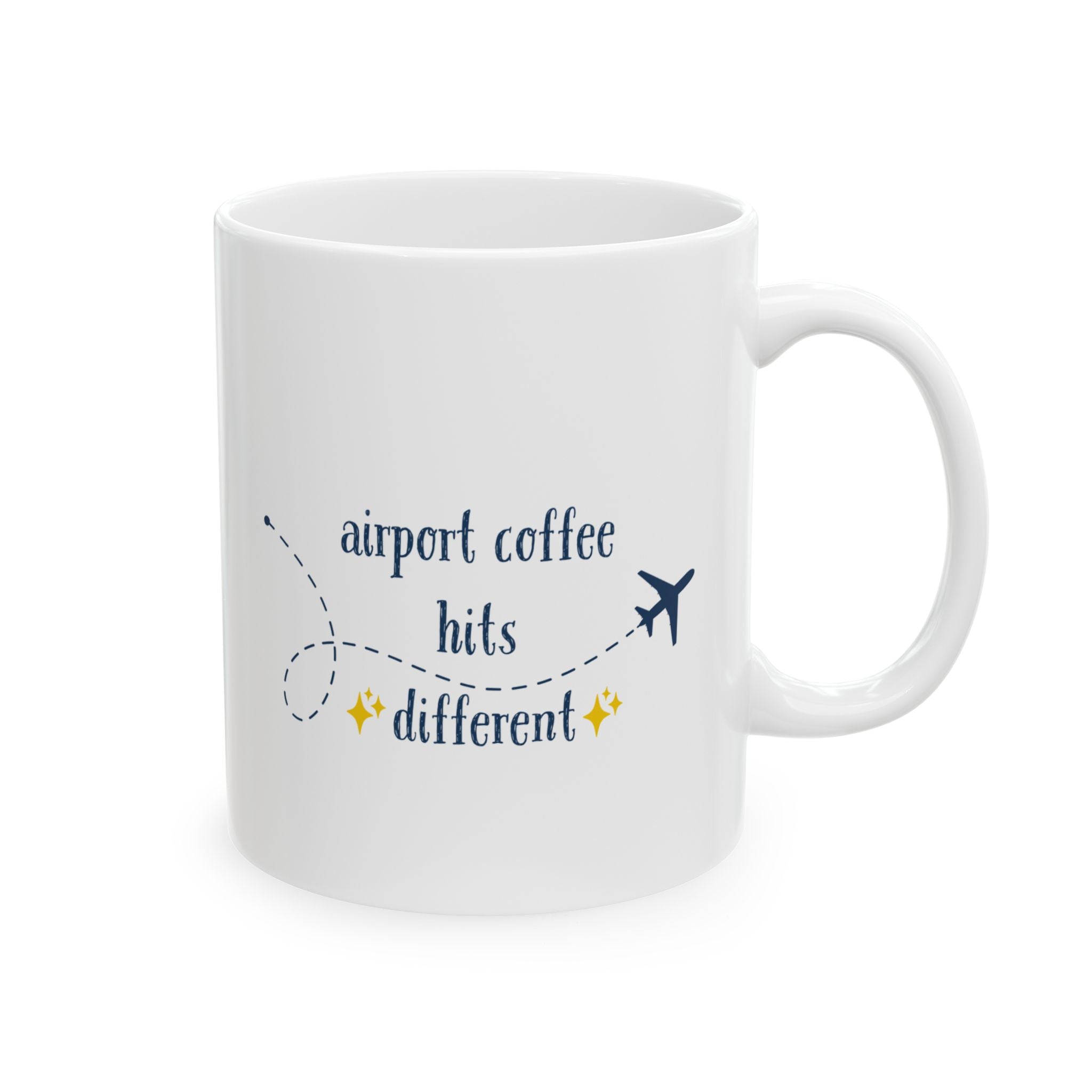 Airport Coffee Hits Different Mug – Funny Travel Coffee Cup for Flyers & Travelers (11oz, 15oz)
