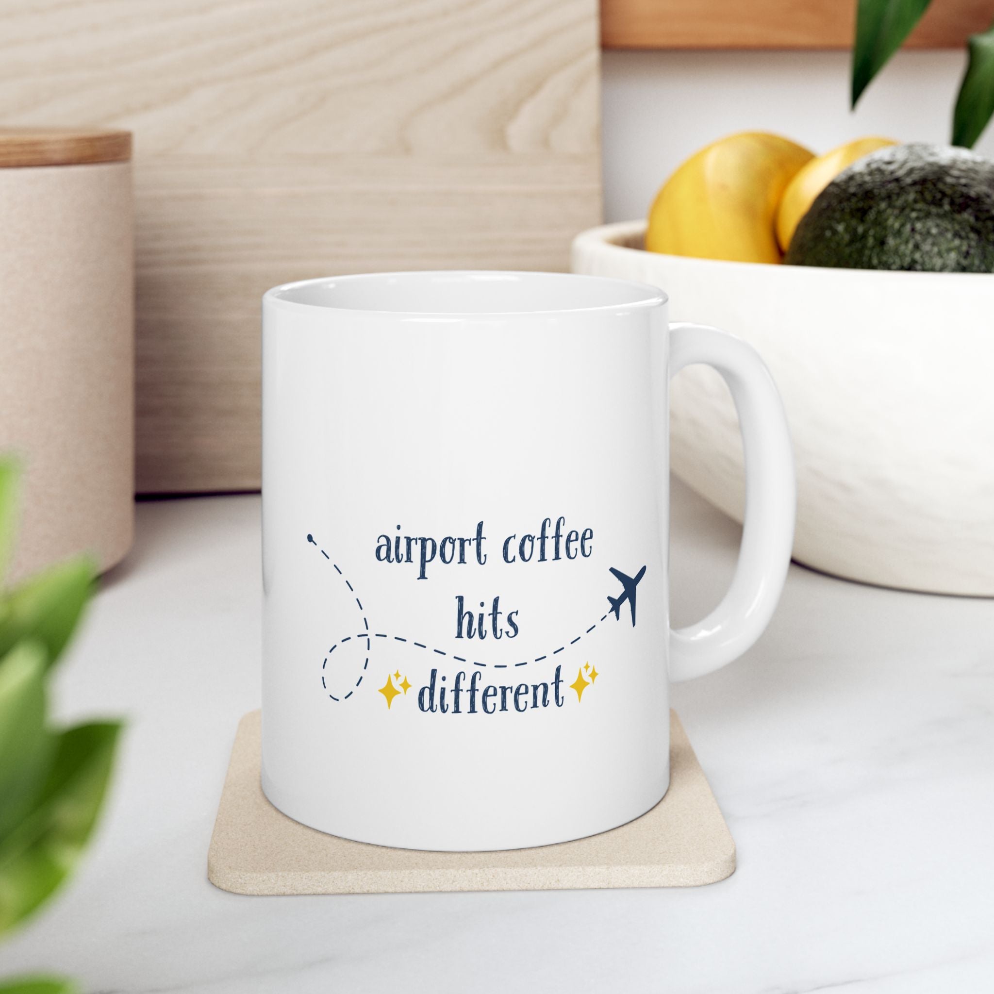 Airport Coffee Hits Different Mug – Funny Travel Coffee Cup for Flyers & Travelers (11oz, 15oz)
