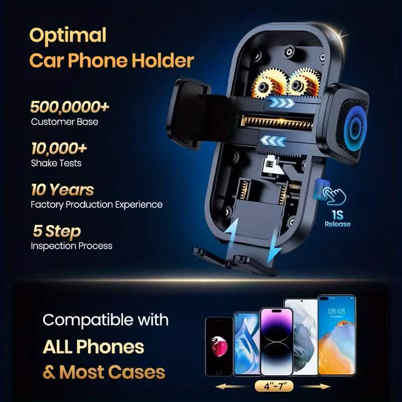 Optimal car phone holder with compatibility features on a dark background