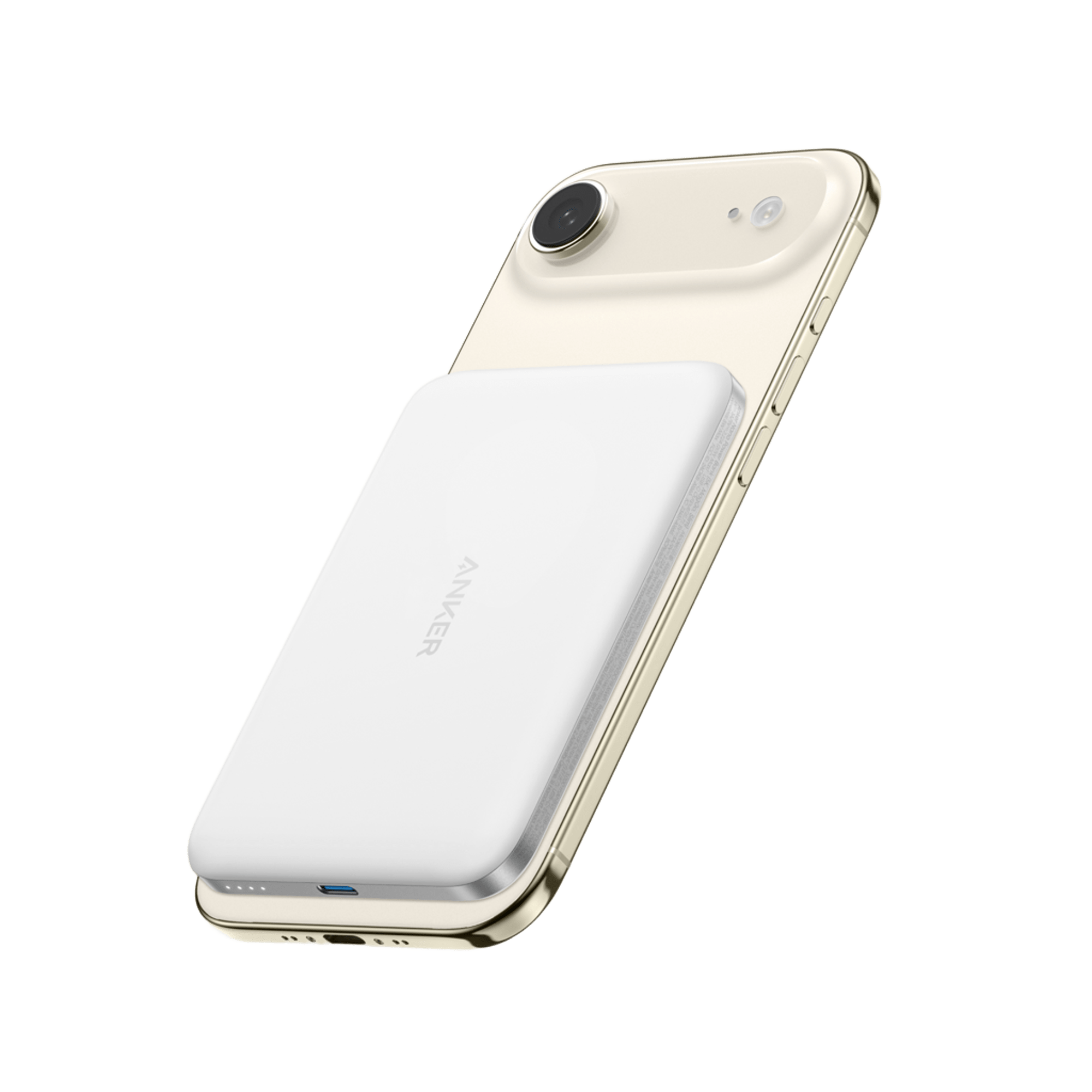 Smartphone with a white magnetic phone case on a transparent background
