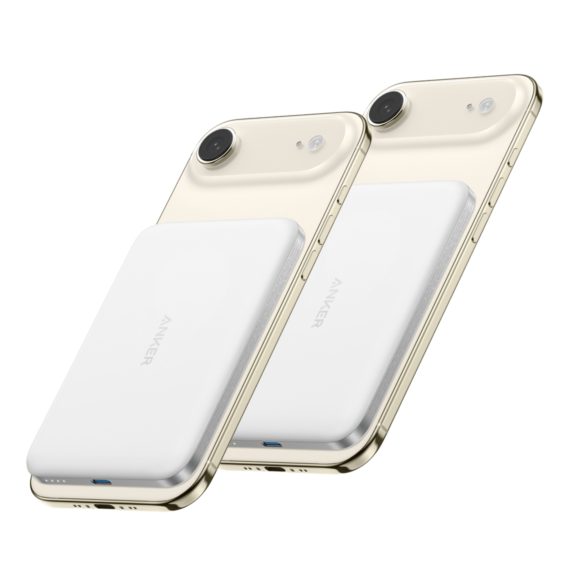 Two Huawei smartphones, one gold and one white, on a white background