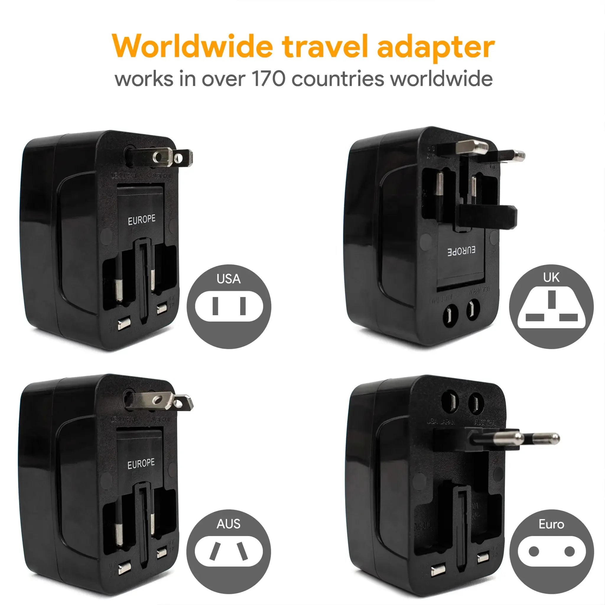International Travel Adapter with USB Ports