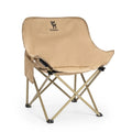 Beige camping chair with a visible brand logo on a white background